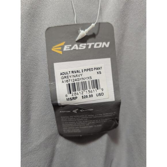Easton Rival 2, Adult Mens XS Baseball/Softball Gray Navy Blue Piped New! - Picture 3 of 7